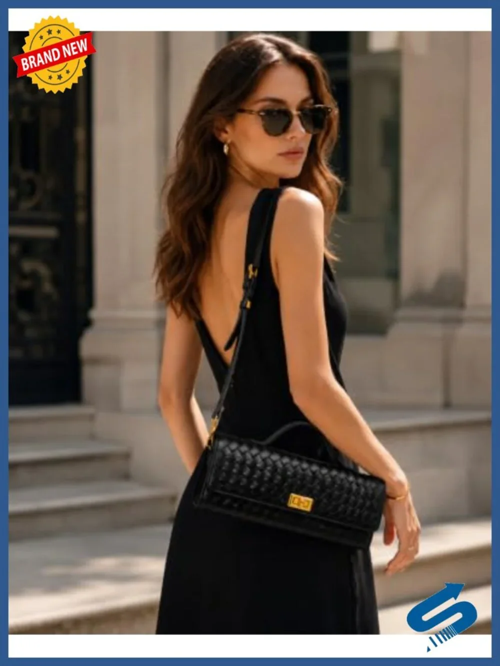 Woven Suede Handbag - Evening Shoulder Bag & Casual Clutch Purse
